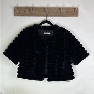 NWT La Fiorentina Black Faux Fur Jacket Cropped